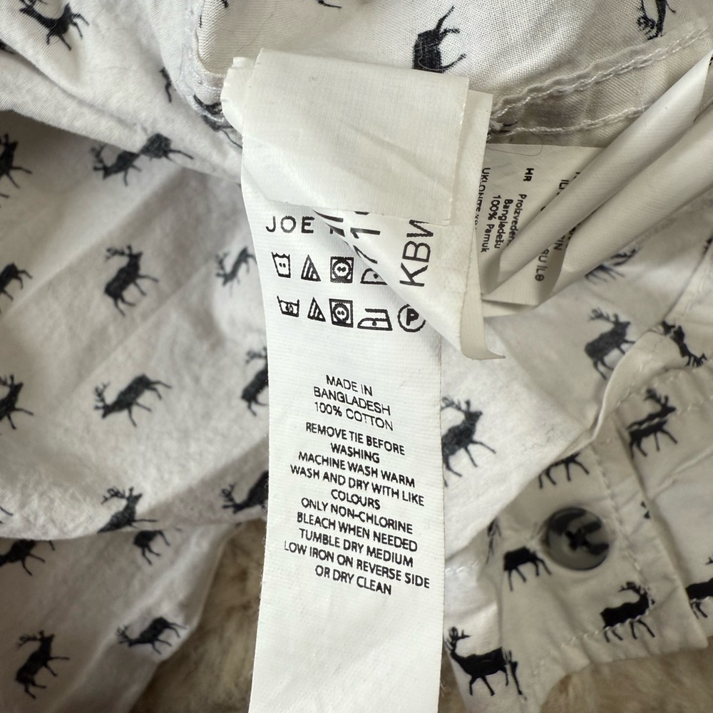 Joe Fresh Kids Button Down Shirt Short Sleeve White With Elk Large 10 / 12 - Picture 8 of 10